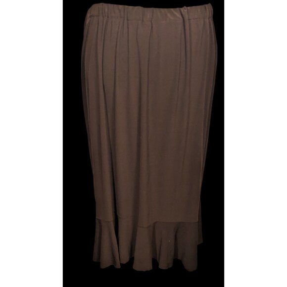 Vintage Nice Wear Brown Midi Skirt With Subtle Ruffle Edge - Picture 2 of 5